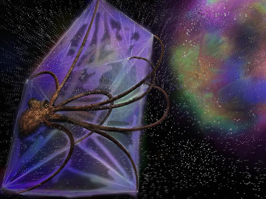Space Octopus Explores a Nebula Digital Art by Robert Rearick