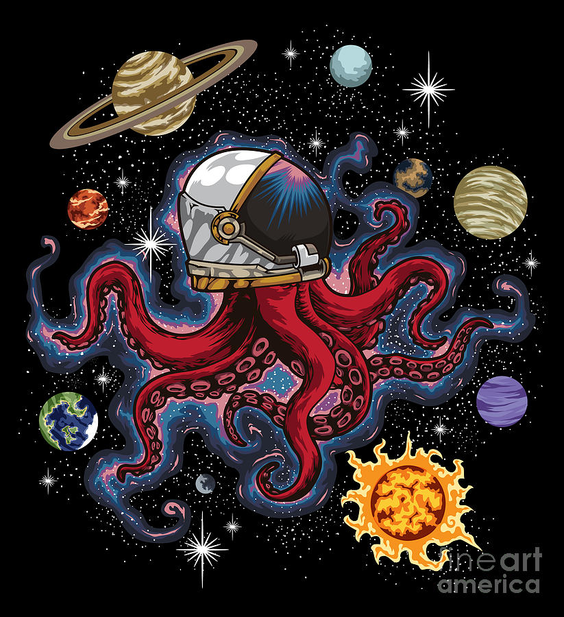 Planet Digital Art - Space Octopus Galactic Sea Animal In Space Suit by Mister Tee