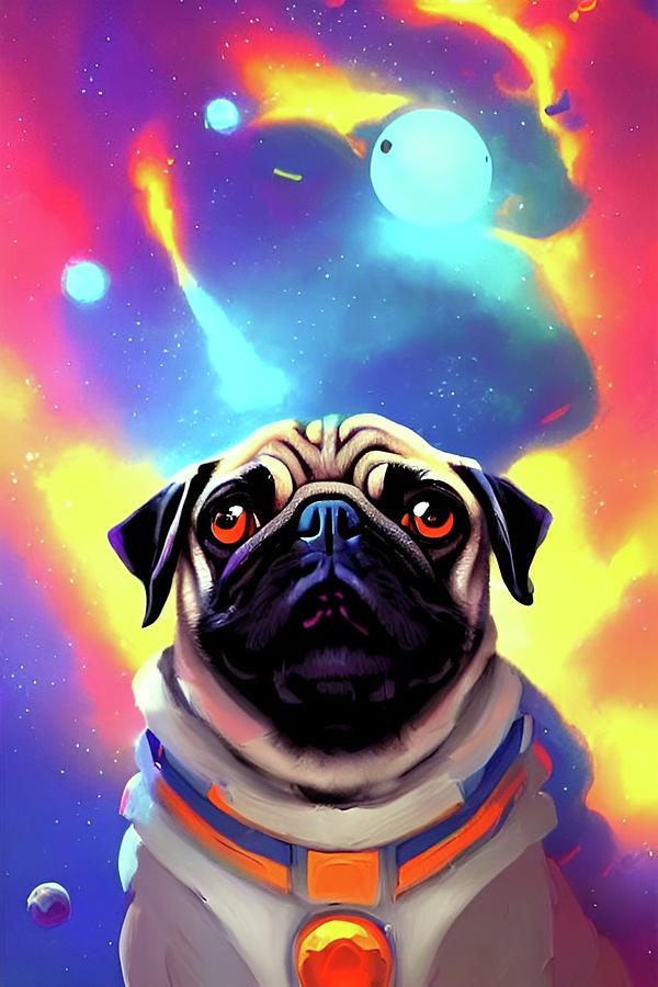 Space Pug #1 - AI Art - Fantasy Art Digital Art by Rachel Kane - Fine ...