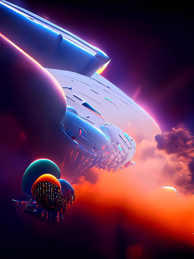 Space Ship Digital Art by Artvizual Premium