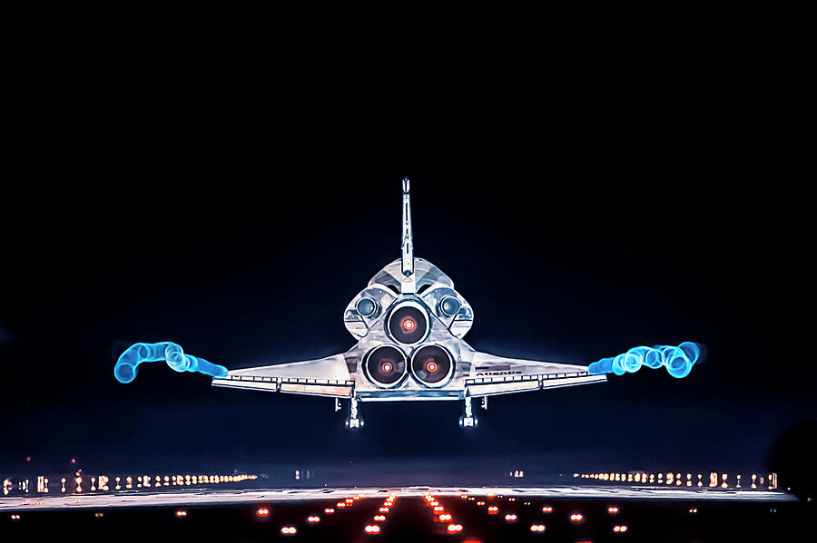 Space Photograph - Space Shuttle Atlantis by Mango Art
