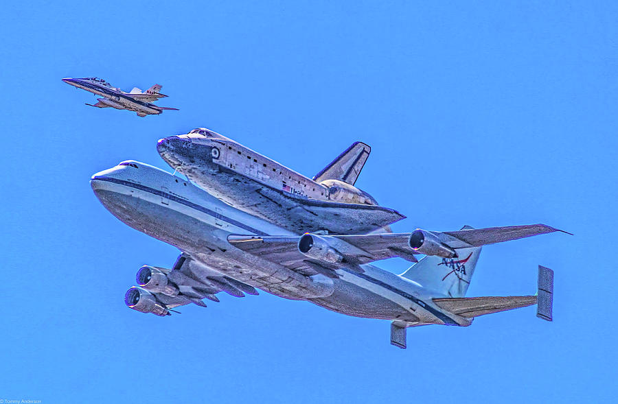 Space Shuttle over Griffith Park Photograph by Tommy Anderson