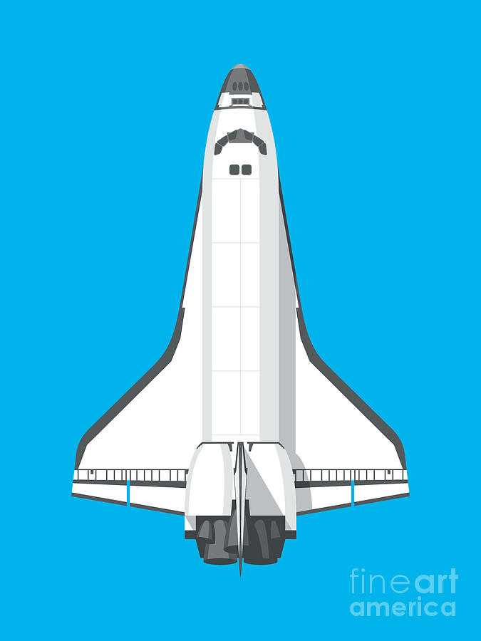 Space Shuttle Spacecraft - Cyan Digital Art by Organic Synthesis Space Shuttle Spacecraft - Cyan Digital Art by Organic Synthesis