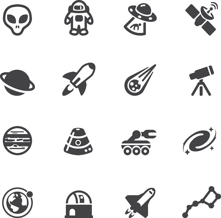 Space Silhouette icons Drawing by LueratSatichob