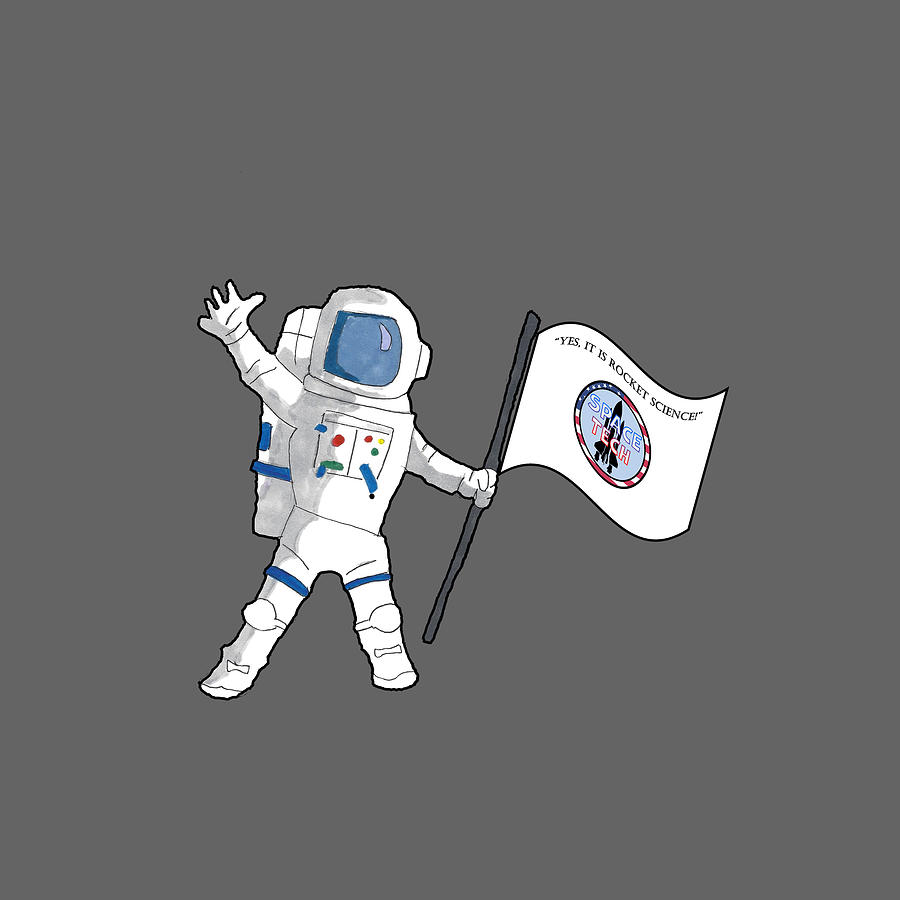 Space Tech Astronaut Rocket Science Flag Mixed Media by Ali Baucom