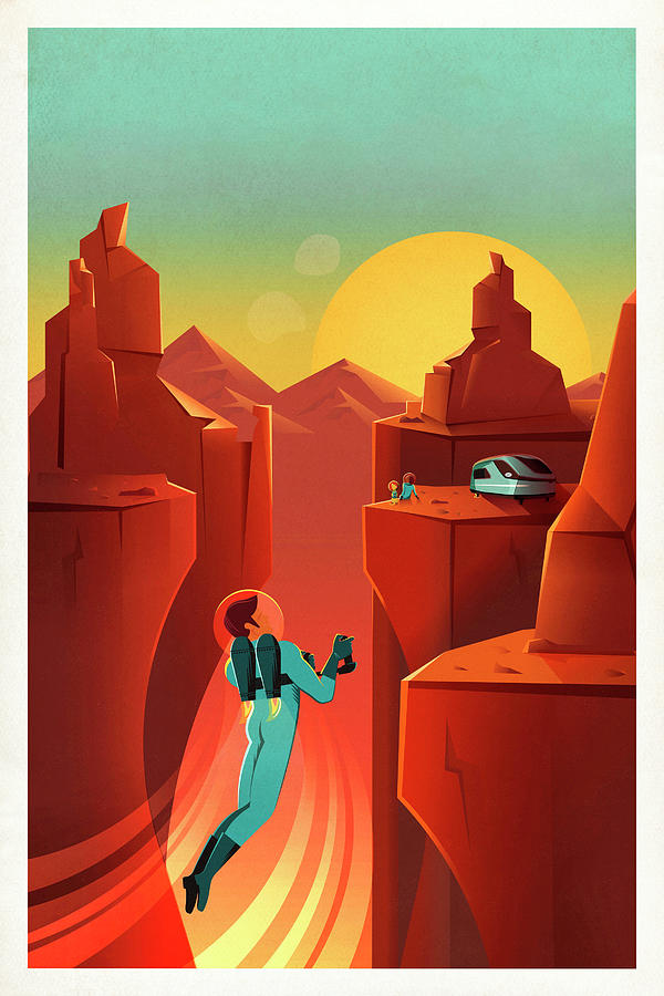 Space Travel Poster 2015 by SpaceX Painting by Bob Pardue