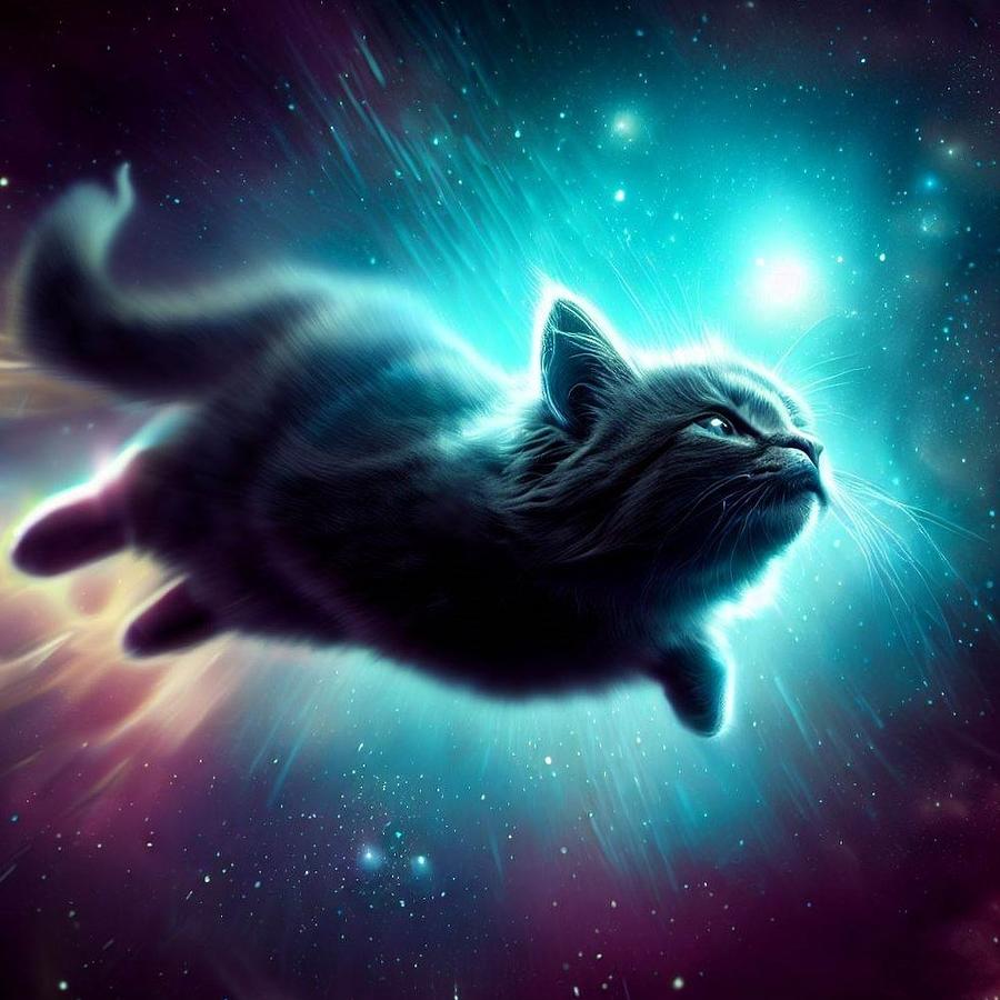 Space Whale Cat Digital Art by Cats in Places