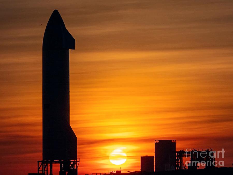 SpaceX amid the Sunset Golden Glow  Photograph by Charlene Adler