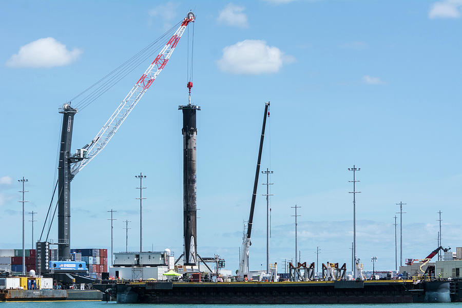 SpaceX Falcon 9 booster and Crane Photograph by Bradford Martin