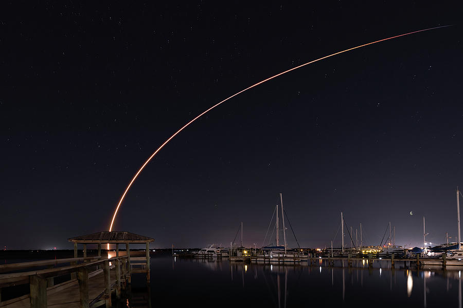 Space Photograph - SpaceX Falcon 9 Launches Satellites on Starlink 5-11 Mission by Gordon Elwell