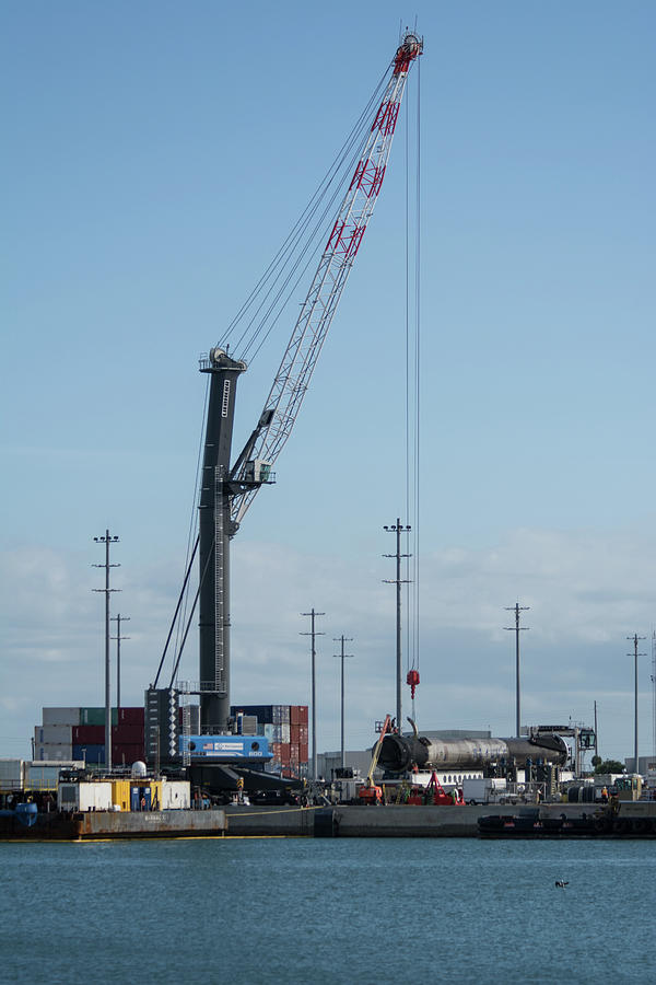 SpaceX Rocket Booster and Crane Photograph by Bradford Martin