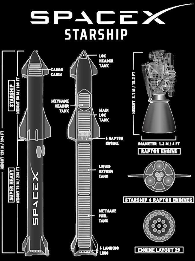 SpaceX Starship Blueprint Photograph by Annetta Pfeffer - Pixels
