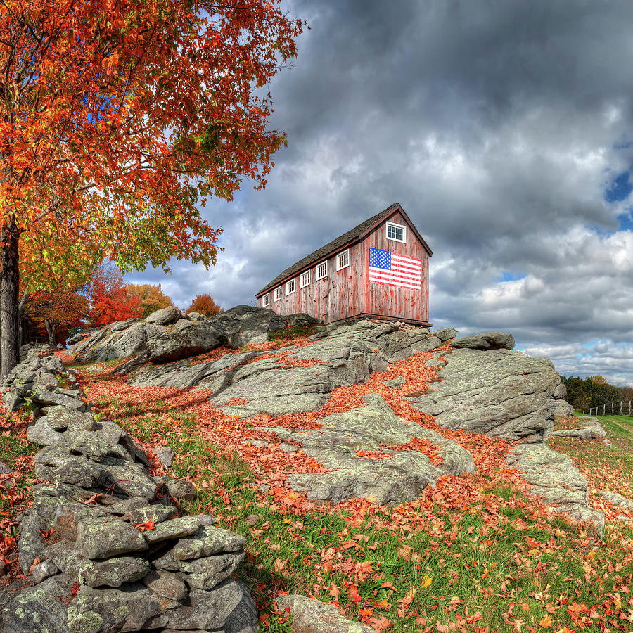 New England Fall Foliage Photograph - Spacious Skies Square by Bill Wakeley