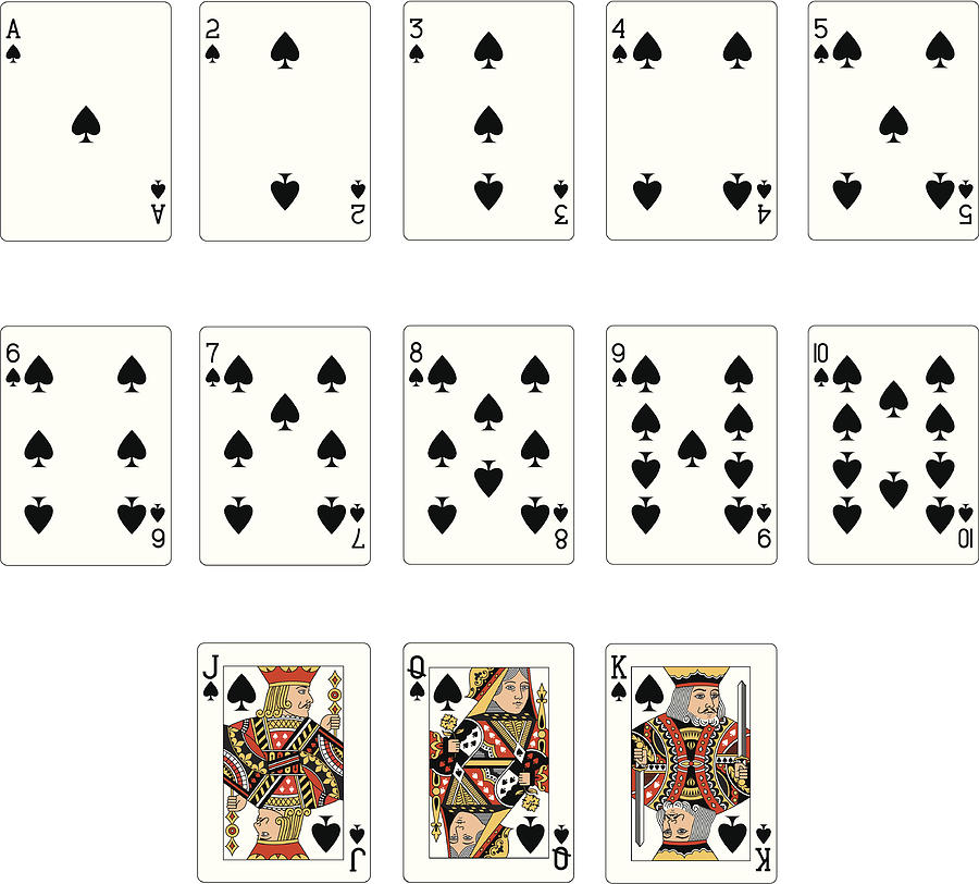 Spade Suit Two playing Cards Drawing by Carol_woodcock