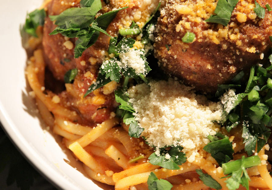 Spaghetti and Meatballs Closeup Photograph by Shana Rowe Jackson