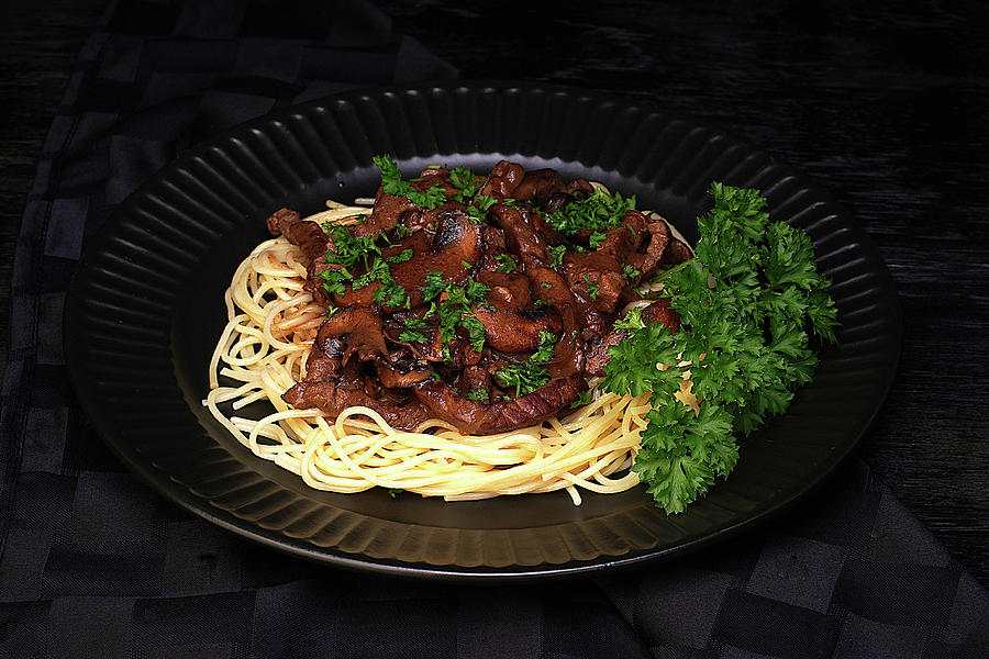 Spaghetti with Beef Stroganof Art Photo Photograph by Lily Malor
