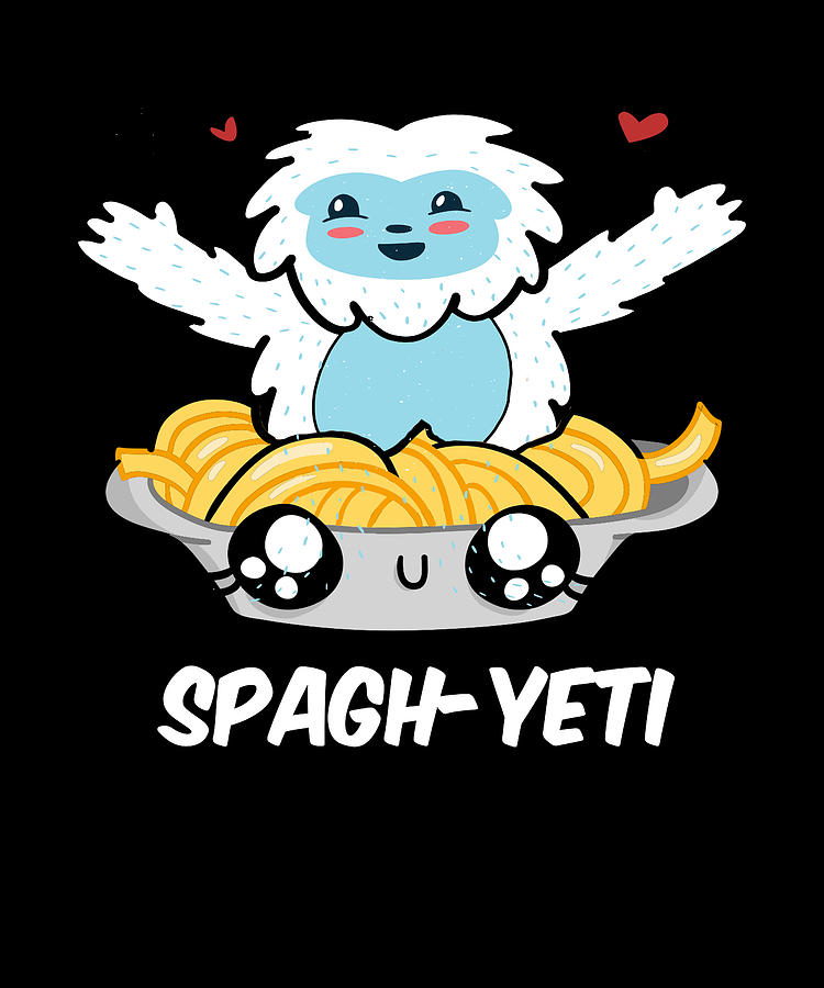 Spaghetti Yeti Bigfoot Eating Noodle Yeti Digital Art by Moon Tees - Pixels