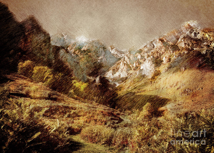 Spain Camaleno landscape painting #spain Mixed Media by Justyna Jaszke JBJart