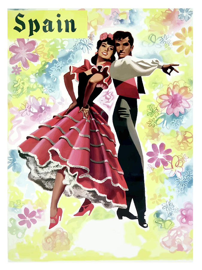 Spain, dancing couple Painting by Long Shot