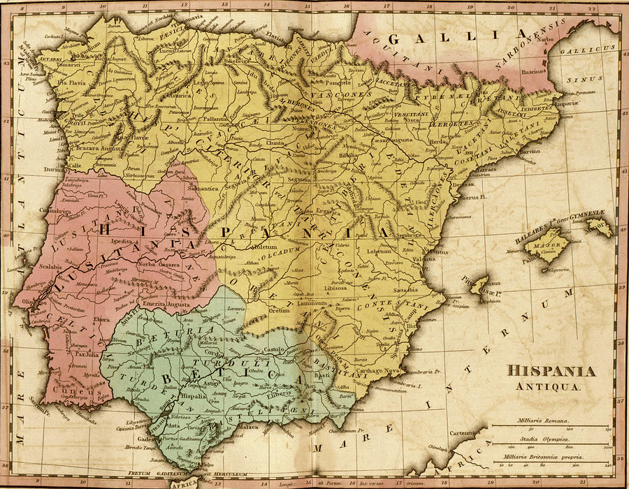 Spain or Hispania Drawing by Vintage Maps - Fine Art America