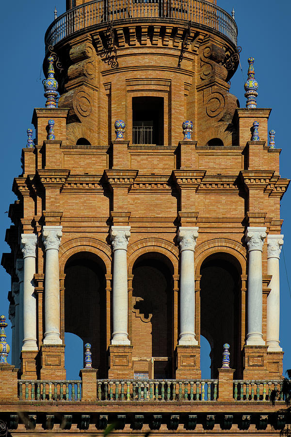 Spain Square Tower Detail 2 in Seville Photograph by Angelo DeVal