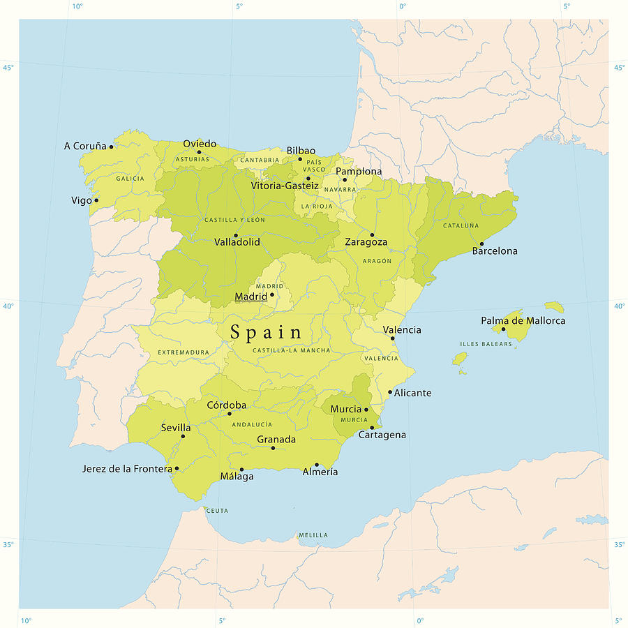 Spain Vector Map Drawing by FrankRamspott