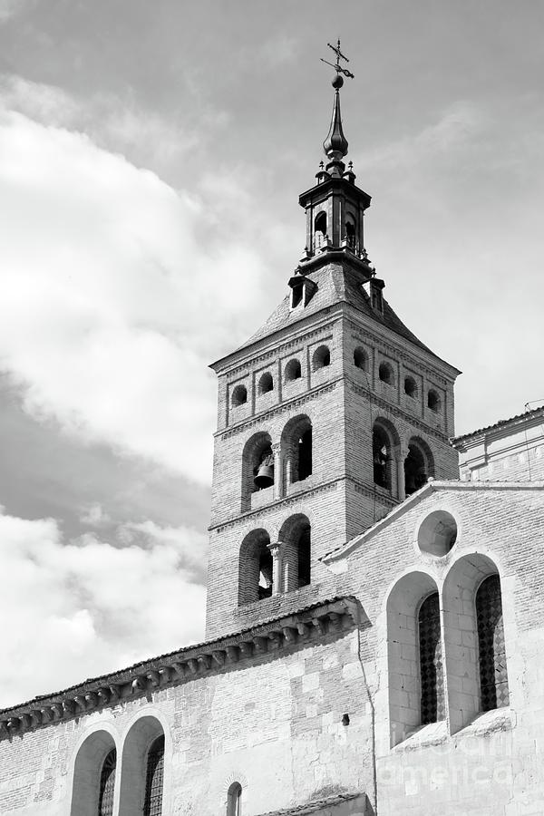 Spanish Church Steeple in Black and White Photograph by Carol Groenen
