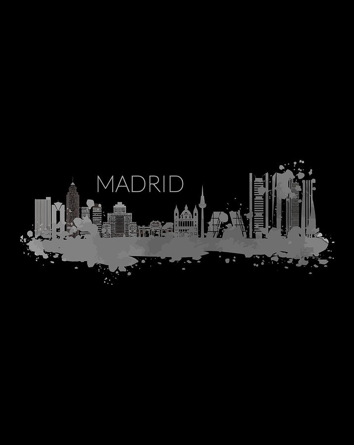 Spanish City Madrid Skyline Silhouette Digital Art by Xuan Tien Luong