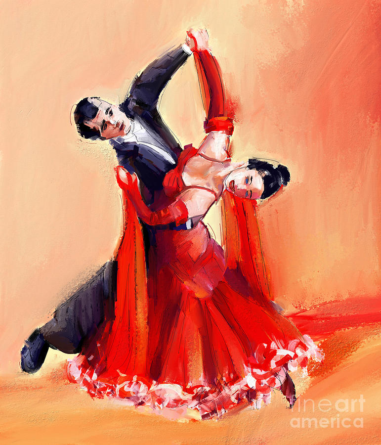rich in details full body view of a bachata dancing couple in a stunning dance  pose; illustration --ar 16:9 --q 2 --v 5.1