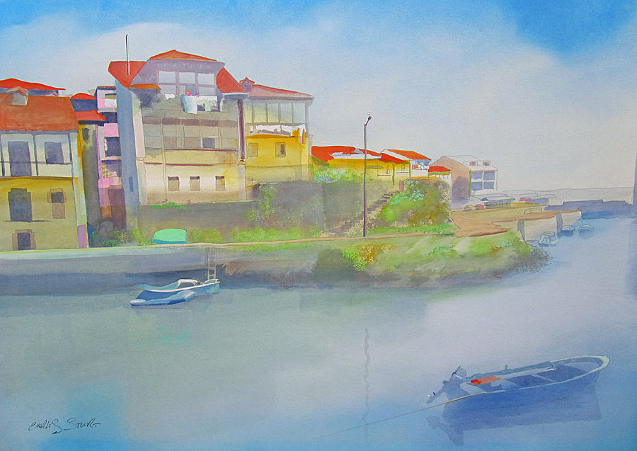 Village Painting - Spanish Fishing Port Llanes Astorias by Charles Stuart