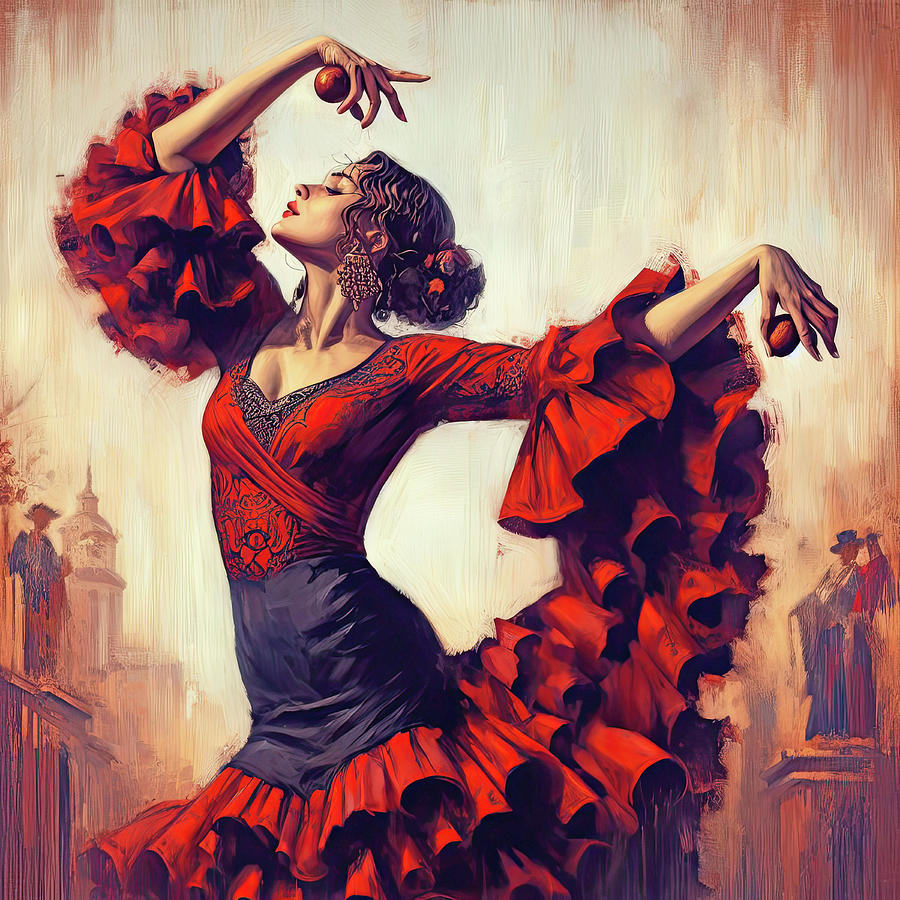 Spanish Flamenco Dancer  Digital Art by HH Photography of Florida