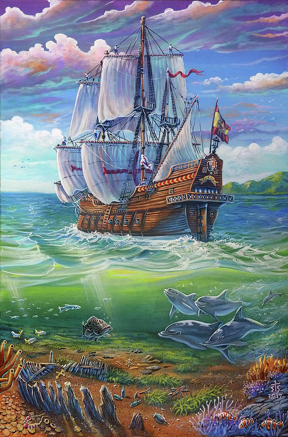 Spanish Galleon Painting By Eric Sapronetti Fine Art America