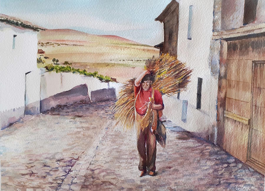 Spanish rural scene from the past Painting by Carolina Prieto Moreno