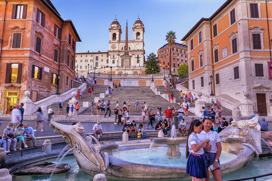 Spanish Steps and Fountain in Rome Photograph by Artur Bogacki