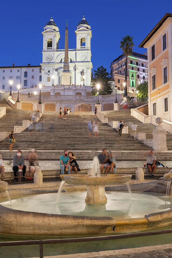 Spanish Steps and Fountain in Rome by Night Photograph by Artur Bogacki