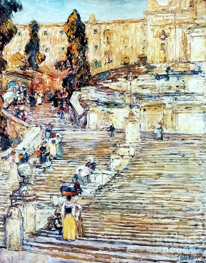 Spanish Steps Rome by Childe Hassam 1897 Painting by Childe Hassam