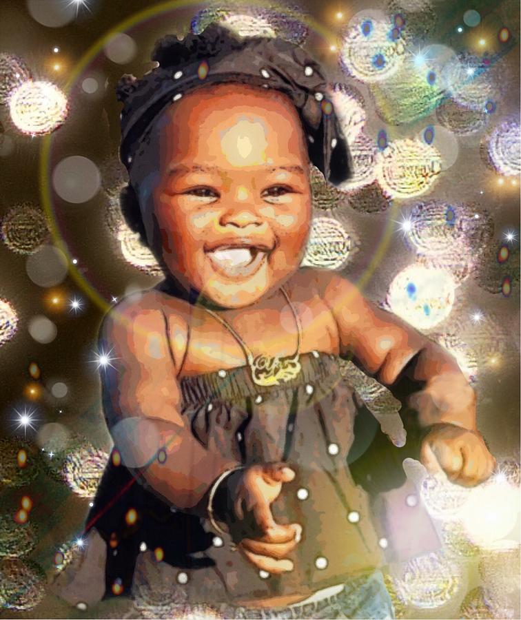Sparkle Baby Girl Painting by Karen Buford