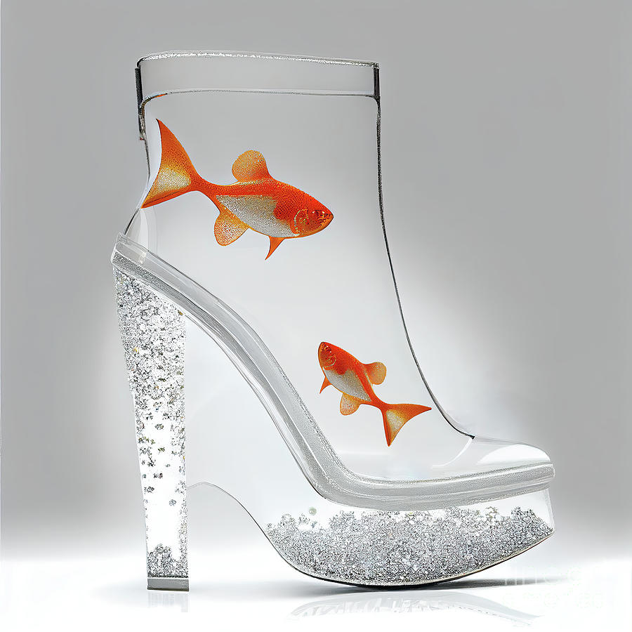 Platform Boot Painting - Sparkle Fish Boot by Mindy Sommers