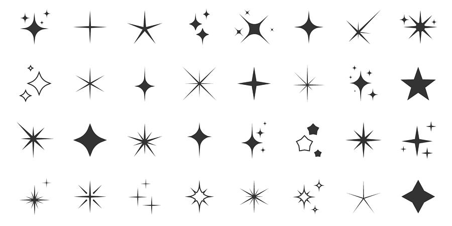 Sparkle Set. Collection of 32 Premium Quality Icons Drawing by Loops7