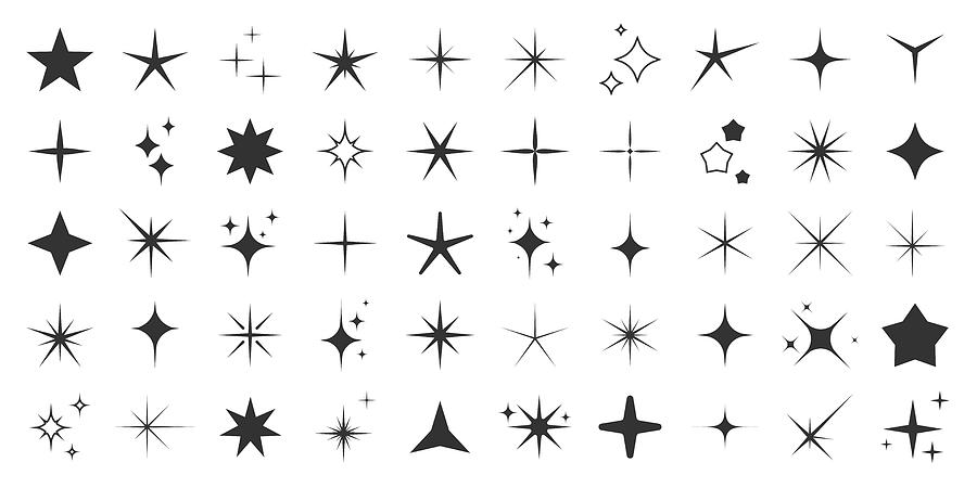 Sparkles and Stars - 50 Icon Set Collection Drawing by Loops7