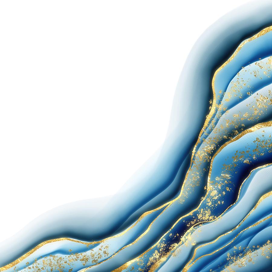 Sparkling Blue Agate Texture 19 Digital Art by Aloke Design