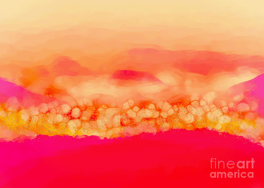 Sparkling Sunset Abstract Painting Mixed Media