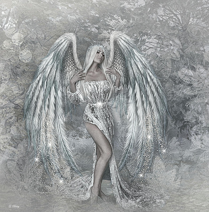Sparkling Winter Angel Mixed Media by G Berry