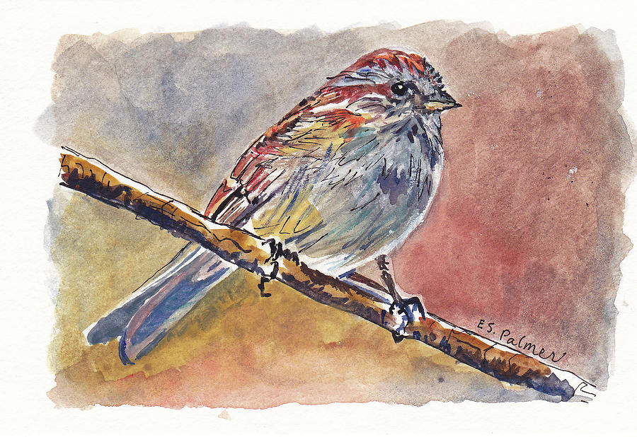 Sparrow Painting by Elizabeth Palmer