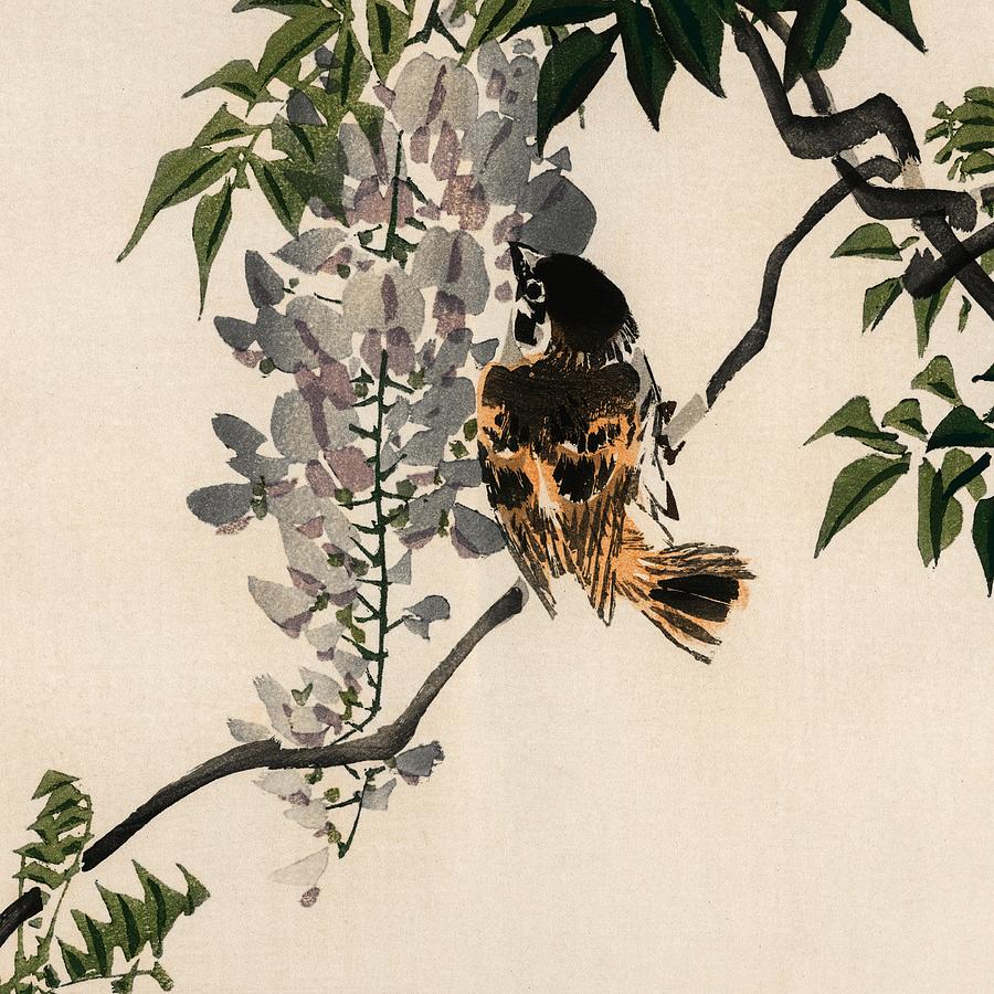 Sparrow On A Branch Traditional Japanese Wildlife Digital Art by Cozy ...