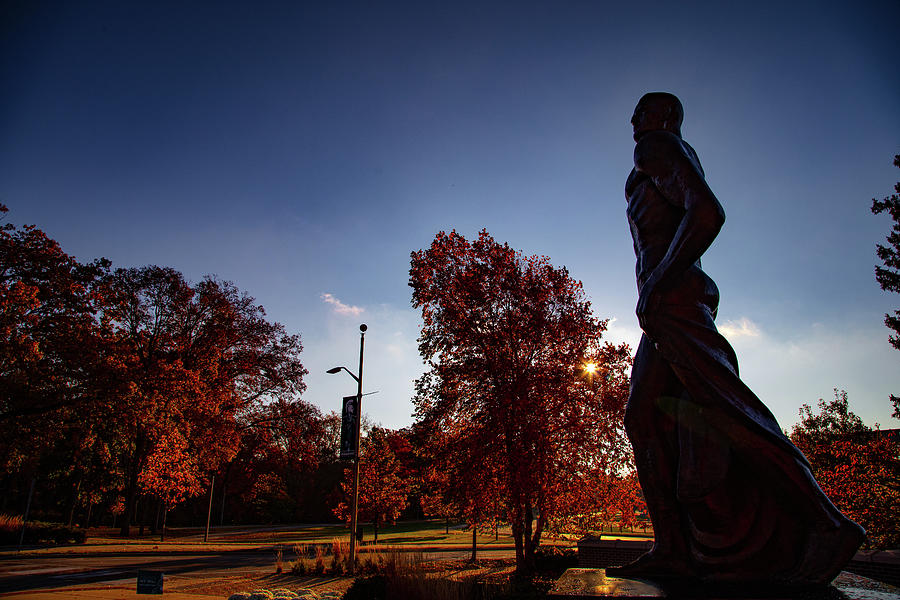 Spartan Statue wide shot with fall colors Photograph by Eldon McGraw