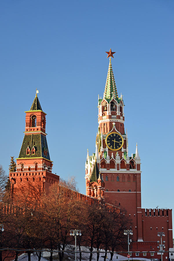 Spasskaya and Nabatnaya tower of Moscow Kremlin, Russia Photograph by OlgaVolodina