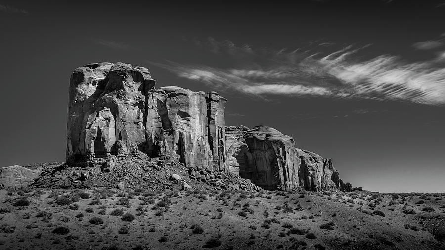 Spearhead Mesa In Monument Valley In Black And White Photograph By 