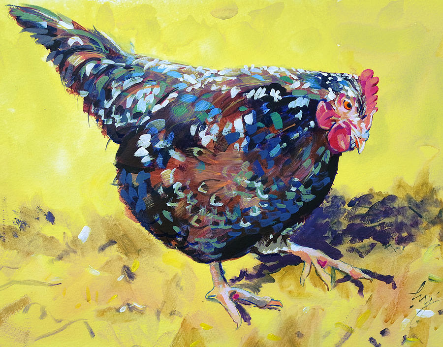 Speckled Sussex Hen painting Painting by Mike Jory
