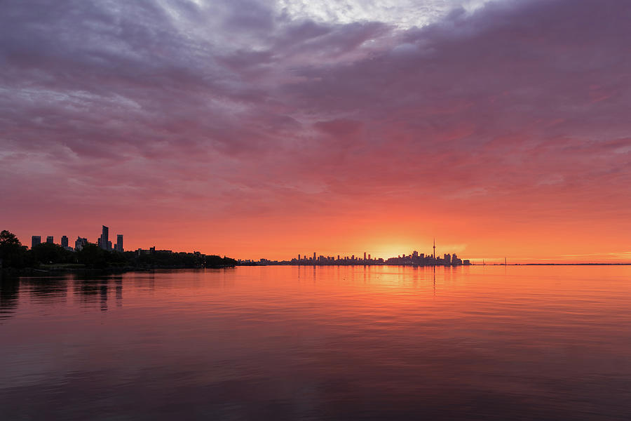 Spectacular Cloudscape - Dramatic Sunrise Skies Behind Toronto Skyline Photograph